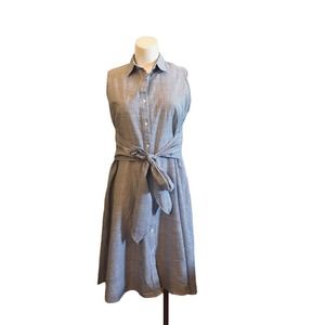 Pintsripe Belted Shirt Dress, Size M